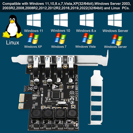 FebSmart PCIe 4-Port SuperSpeed USB 3.0 Expansion Card (FS-U4L-Pro) Black