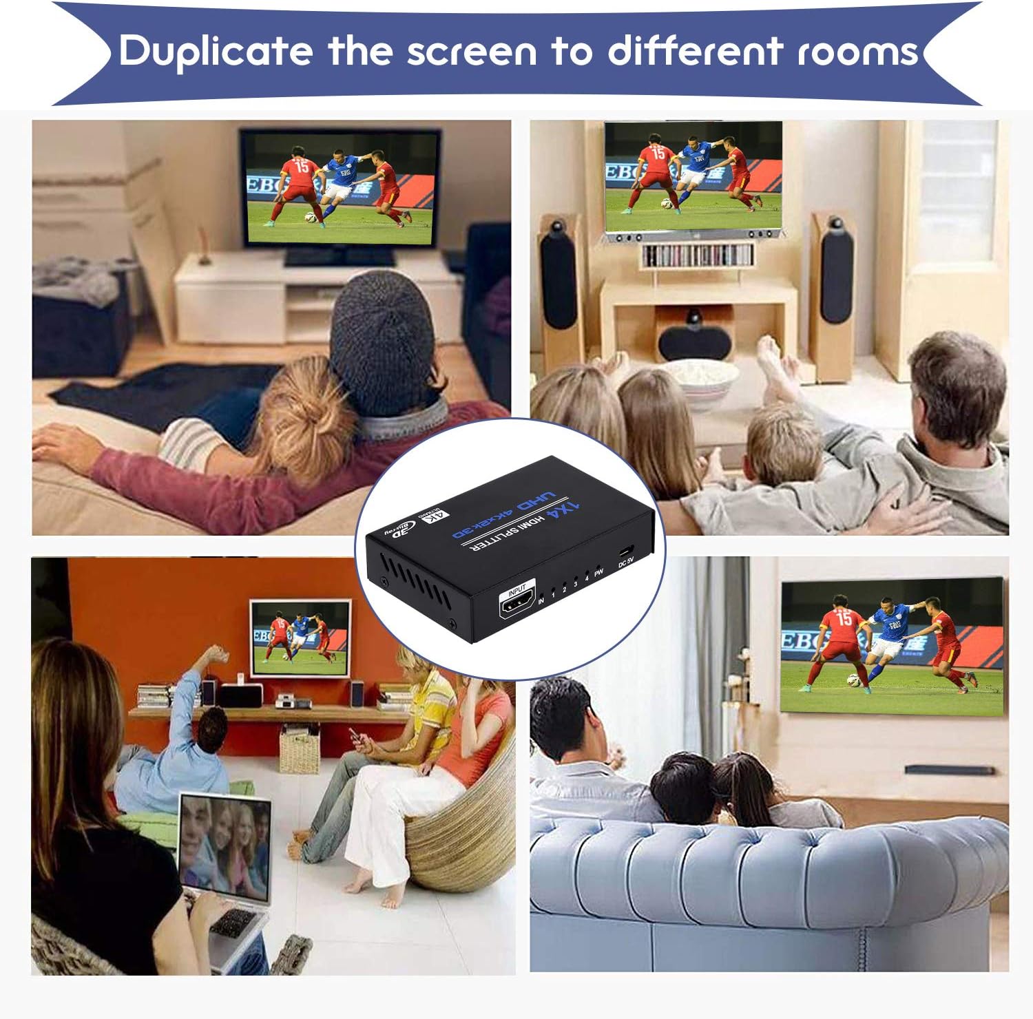 1x4 HDMI Splitter, 1 in 4 Out