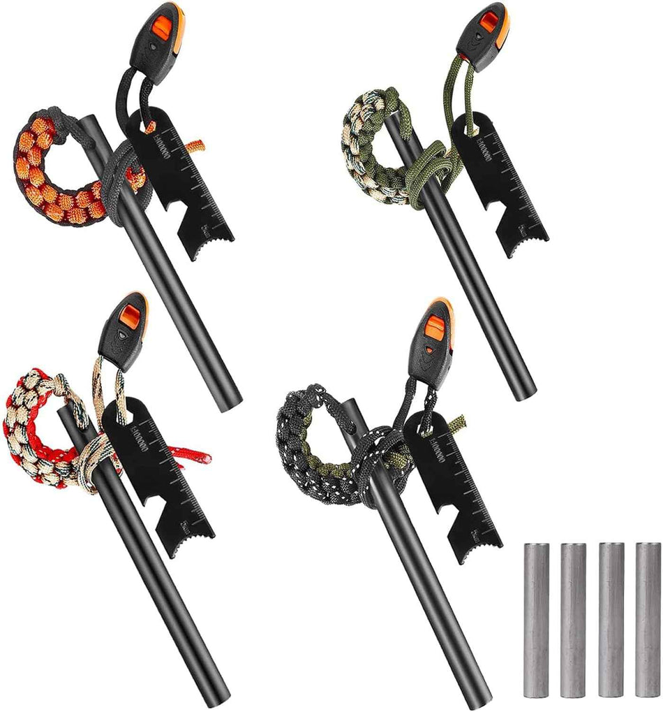 Ferro Rod Fire Starter Survival Tool Kit 6-in-1 with Paracord