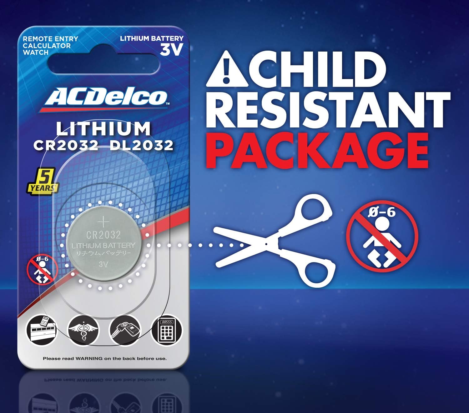 ACDelco CR2032 3V Lithium Coin Cell Batteries 6-Pack