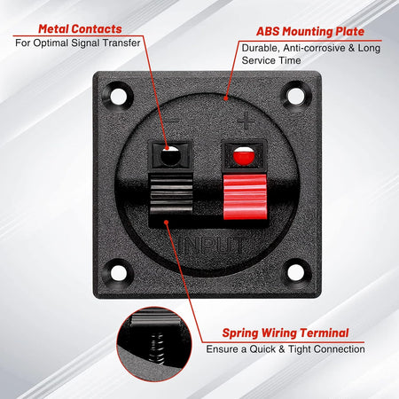 Speaker Box Terminal Cup – 2-Pack Spring Clip Binding Post