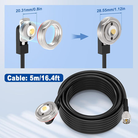 NMO to Mini-UHF Cable – 16.4ft RG58 Extension