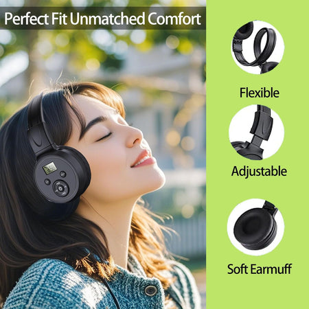 Rechargeable FM Radio Headphones with Soft Ear Muffs & Built-In Receiver
