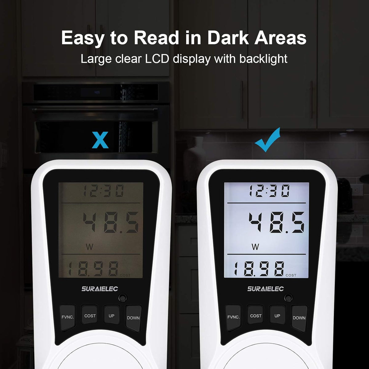 Plug-in Watt Meter Power Usage Monitor with Cost Calculator