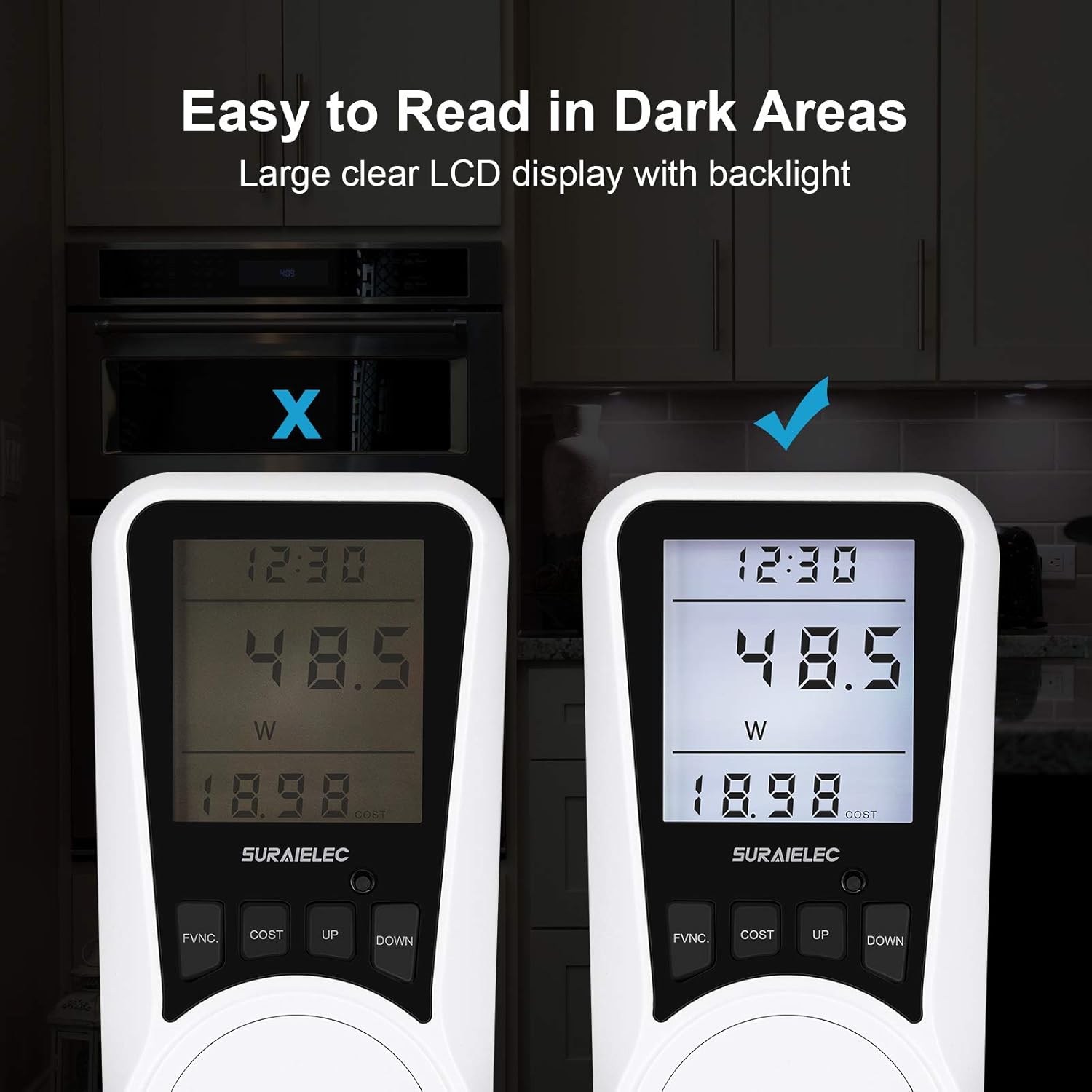 Plug-in Watt Meter Power Usage Monitor with Cost Calculator