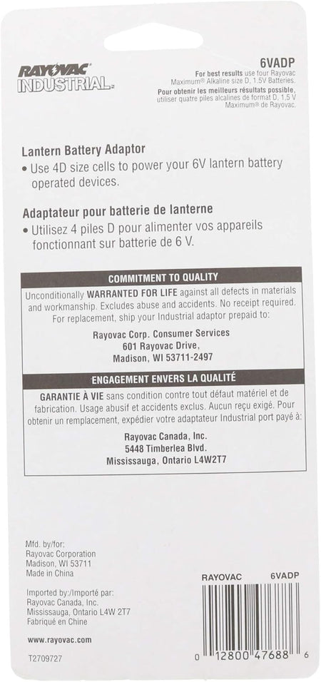 Rayovac 6V Lantern Battery Adapter