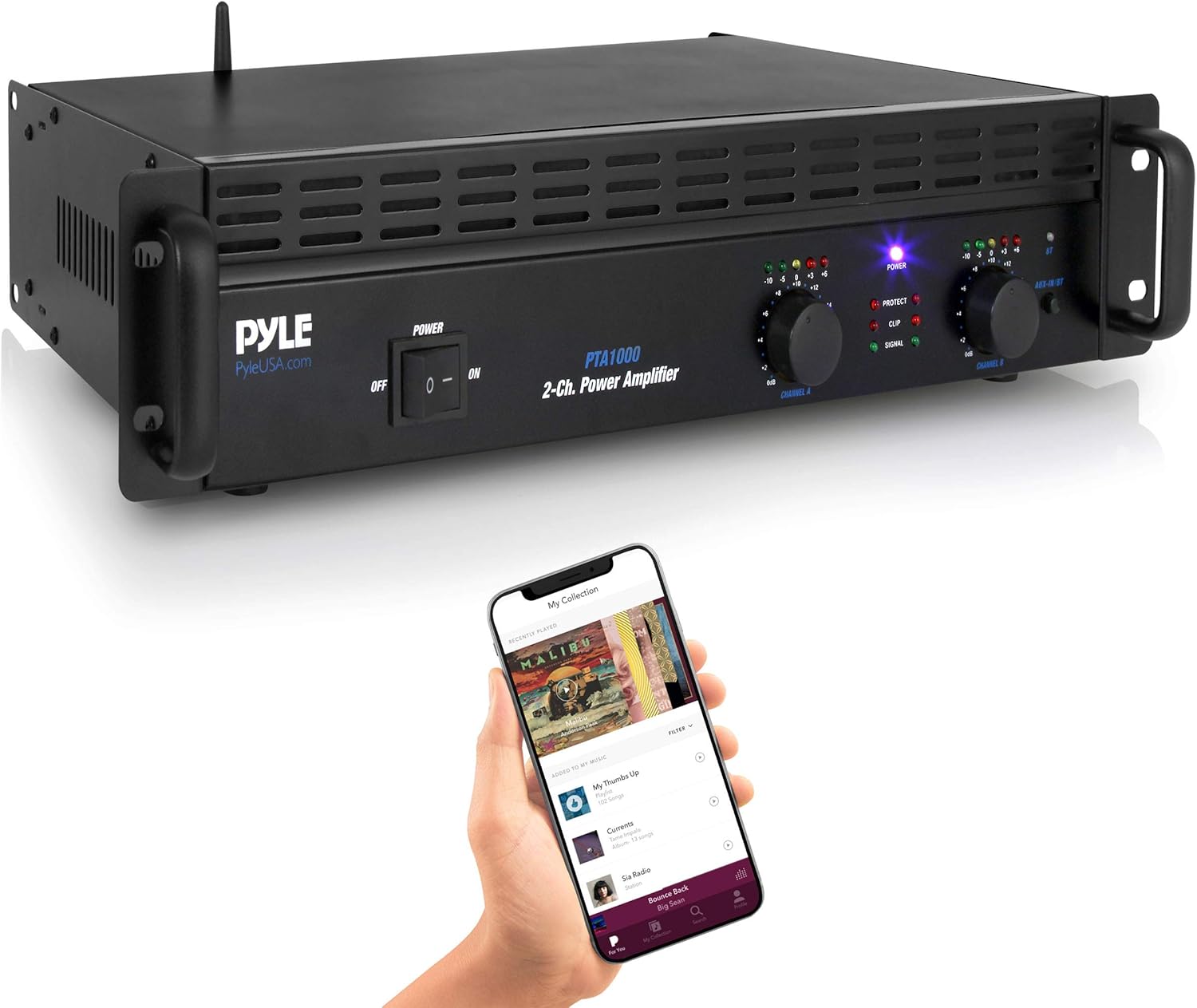 Pyle 1000W Peak 2-Channel Pro Amplifier with Bluetooth
