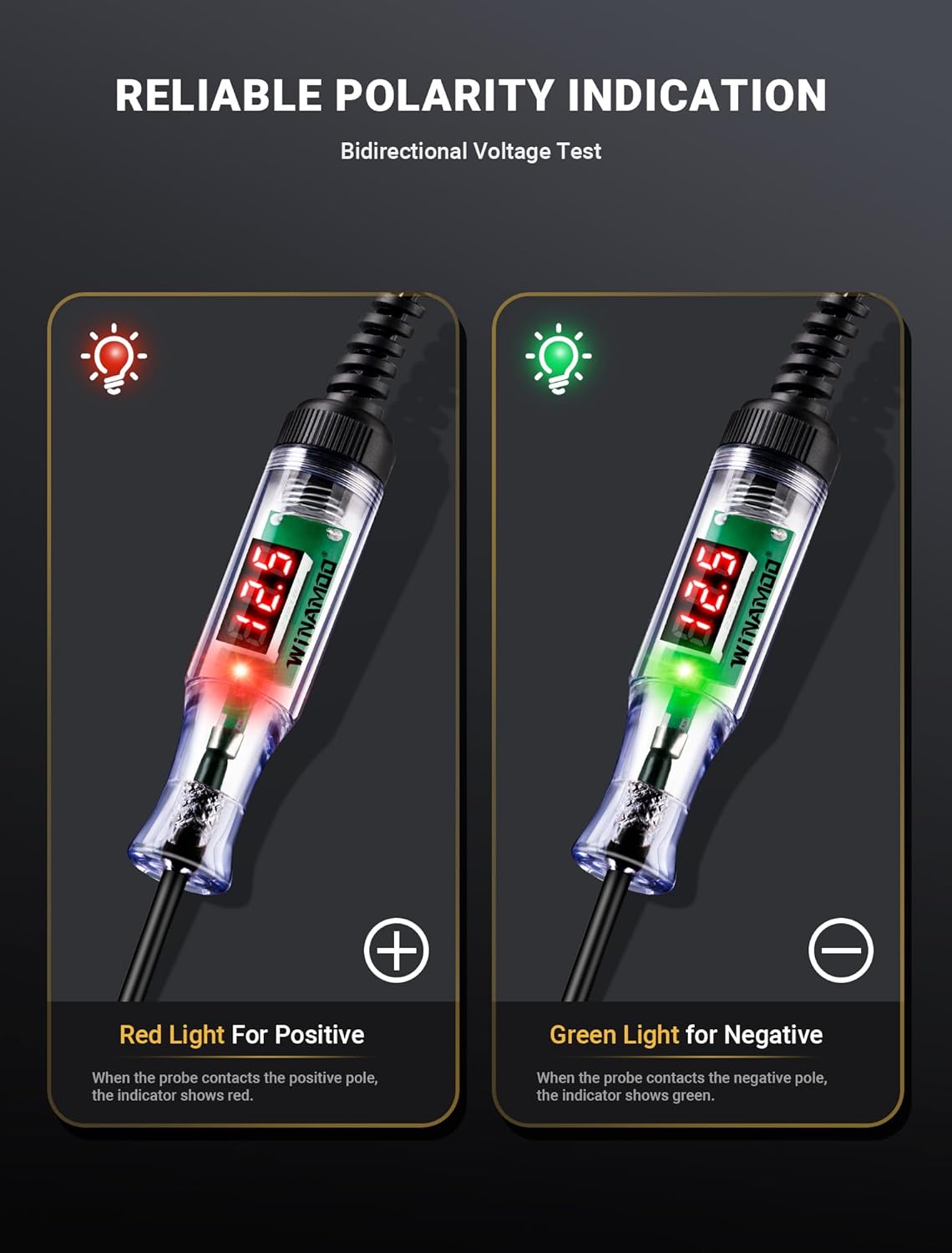 3-48V Automotive LED Voltage Tester with Polarity Indicator