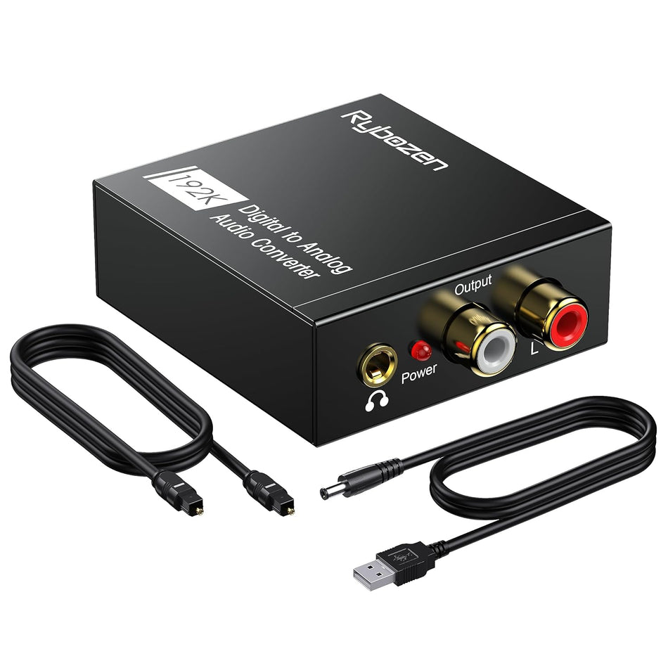192KHz Digital to Analog Audio Converter DAC – Optical/Coax to RCA & 3.5mm