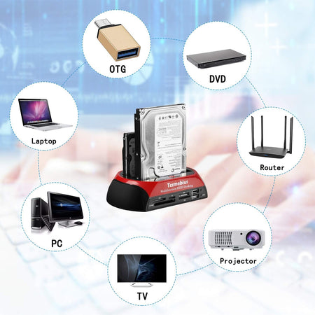 TCC-S862-US Hard Drive Docking Station USB 2.0 Dual Slot SATA IDE with Card Reader