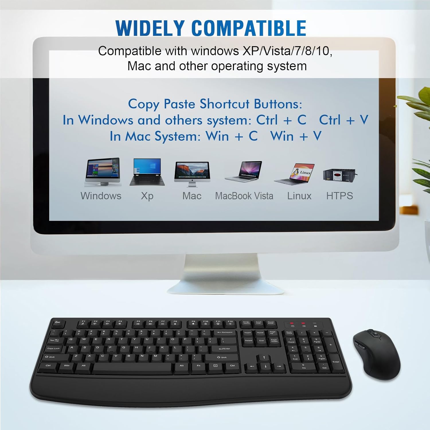Wireless Keyboard & Mouse Combo Full-Size w/ Palm Rest Black #KBM-2400
