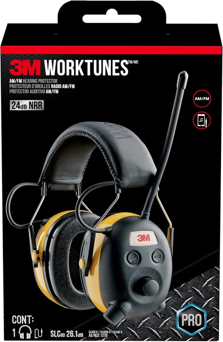 3M™ WorkTunes™ AM/FM Hearing Protector with Audio Assist – 24 dB NRR (90541-80025T)