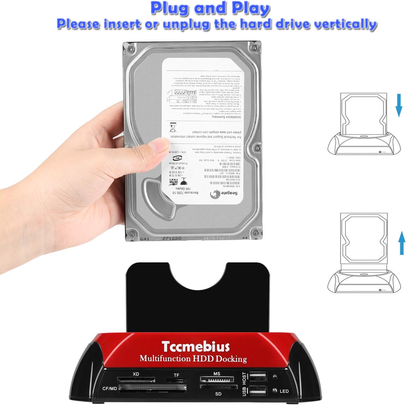 TCC-S862-US Hard Drive Docking Station USB 2.0 Dual Slot SATA IDE with Card Reader