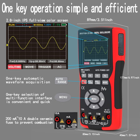 2-in-1 Oscilloscope Multimeter – 10MHz Bandwidth,