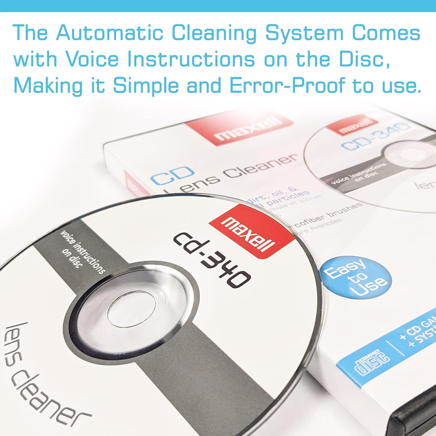Maxell CD-340 Laser Lens Cleaner – CD/DVD/Game Disc Cleaning Kit