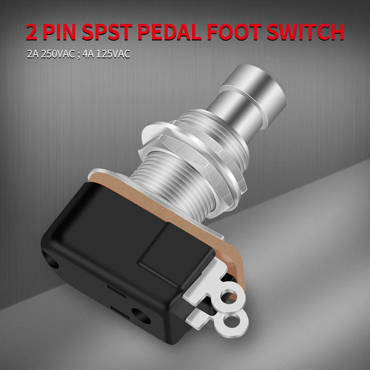 DaierTek SPST Momentary Soft-Touch Footswitch, Normally Open, 2-Pin