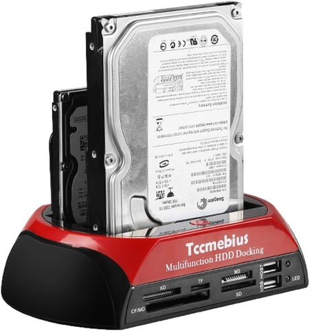 TCC-S862-US Hard Drive Docking Station USB 2.0 Dual Slot SATA IDE with Card Reader