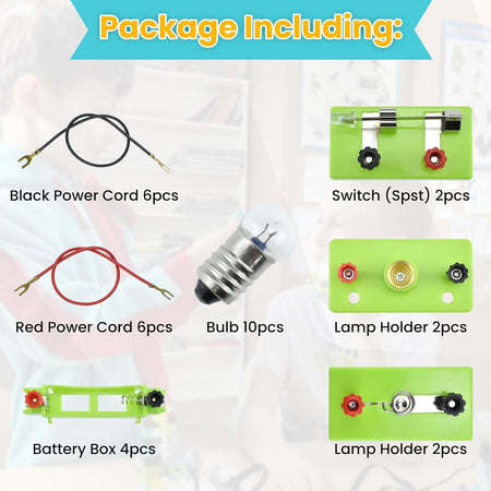 32-Piece Learning Circuit Kit – Basic Electrical Experiment Box for Series & Parallel Circuits