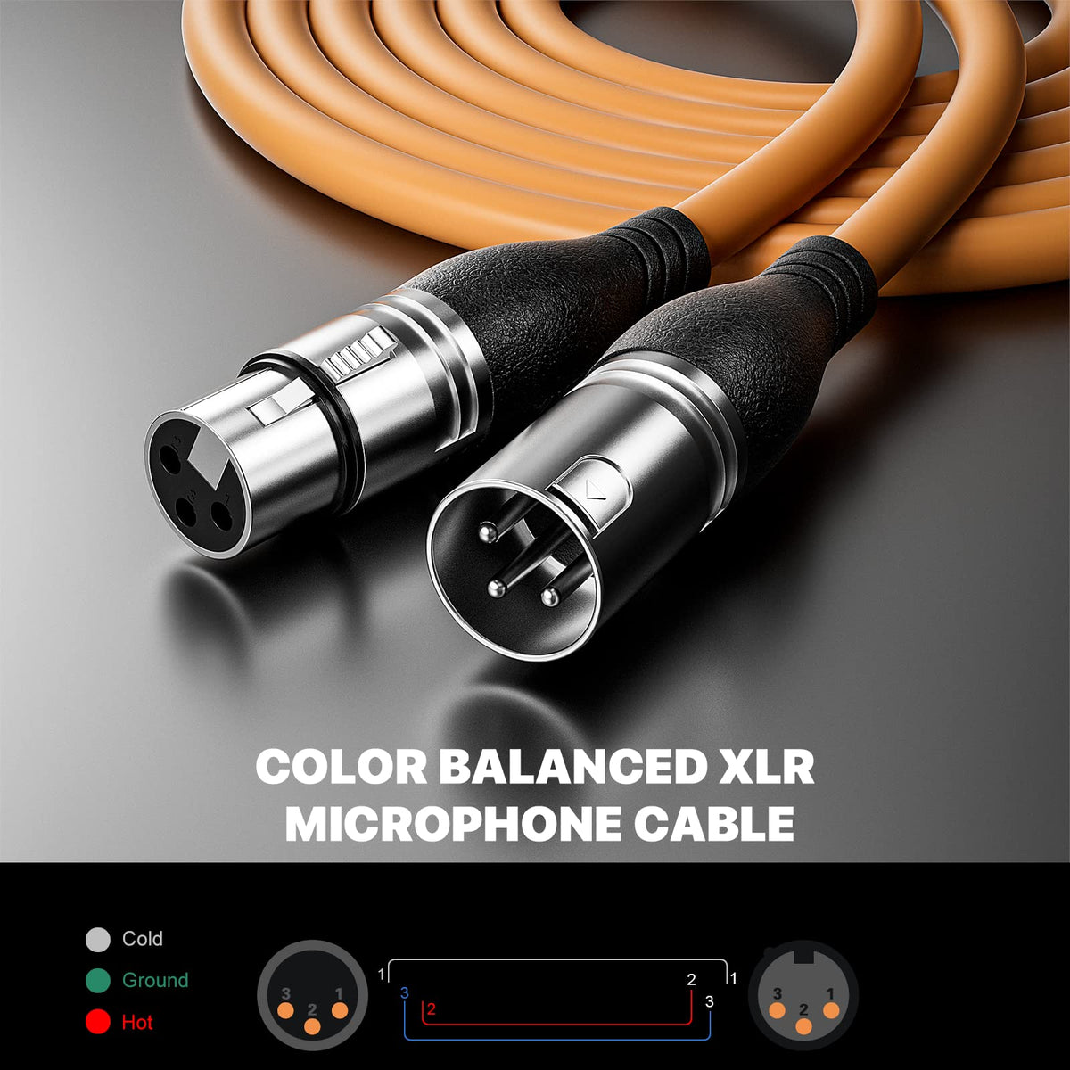 EBXYA XLR, 3 Pins Male Microphone Audio Cable Connector 1 Pack ORANGE
