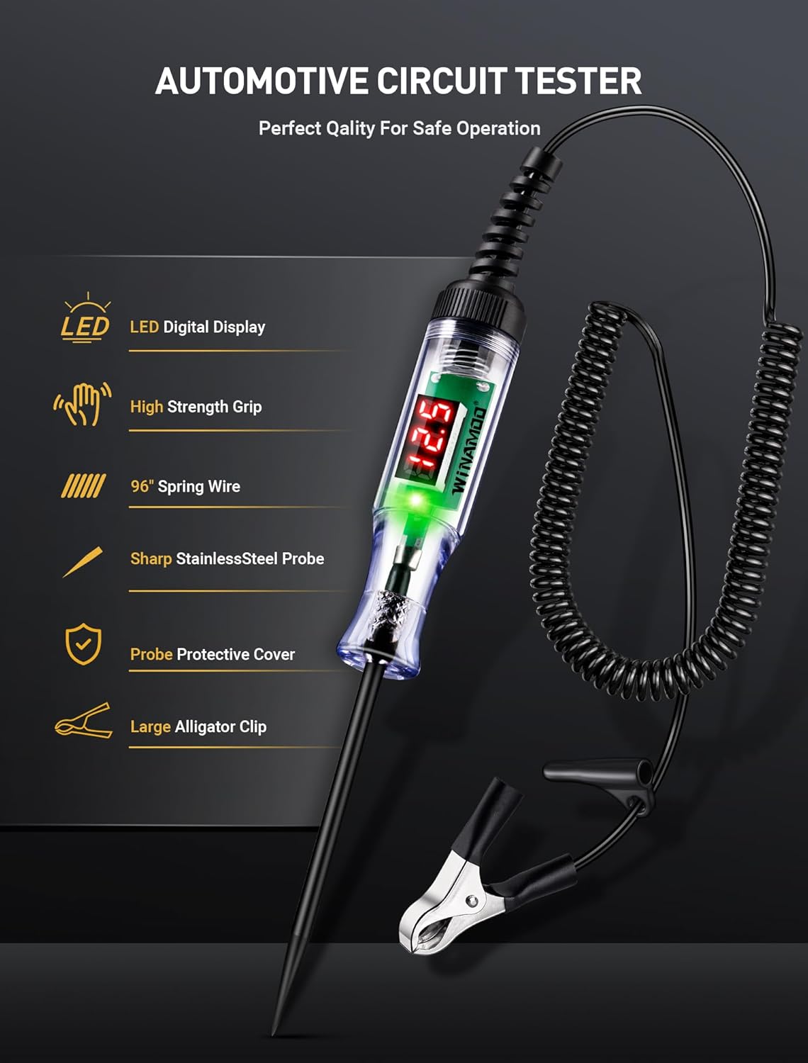 3-48V Automotive LED Voltage Tester with Polarity Indicator