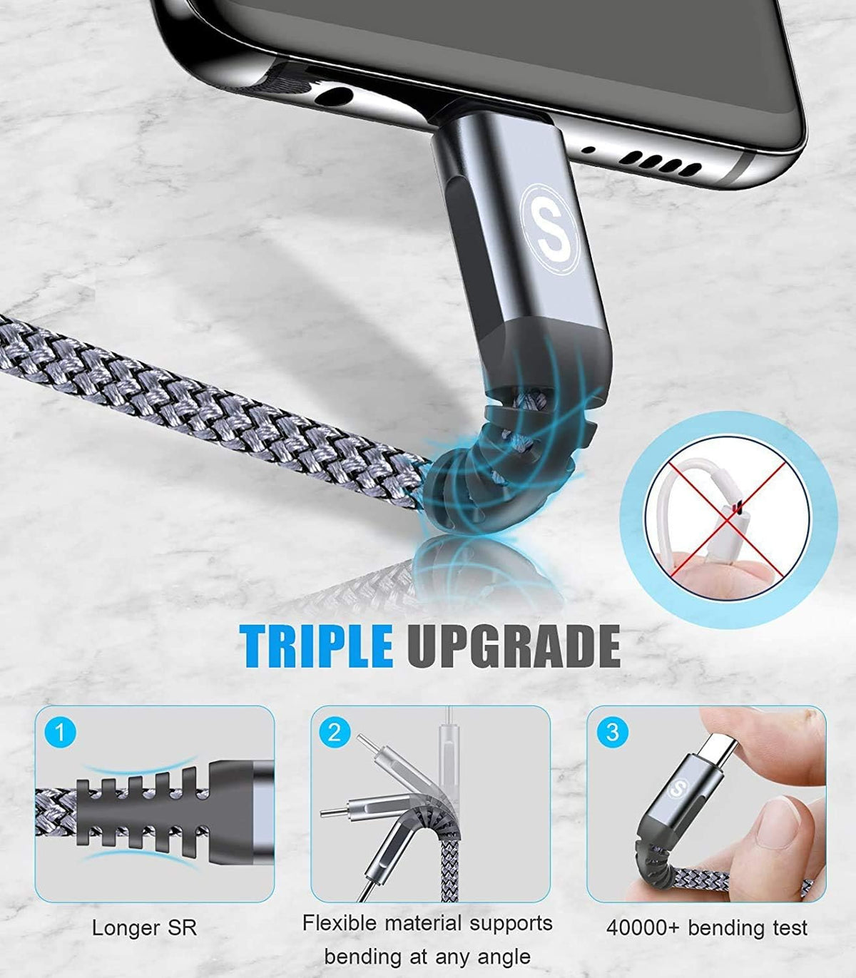 USB Type-C Charger Cable 10ft 3.1A Fast Charging & Sync