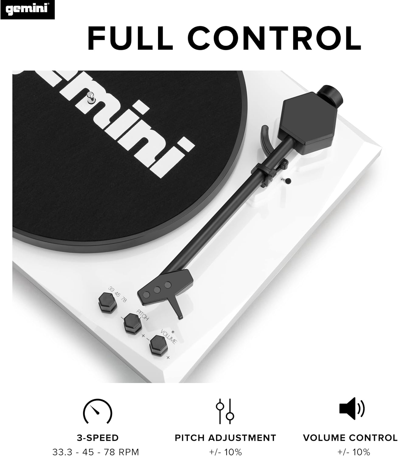 Gemini TT-900BW Manual Suitcase Turntable White
