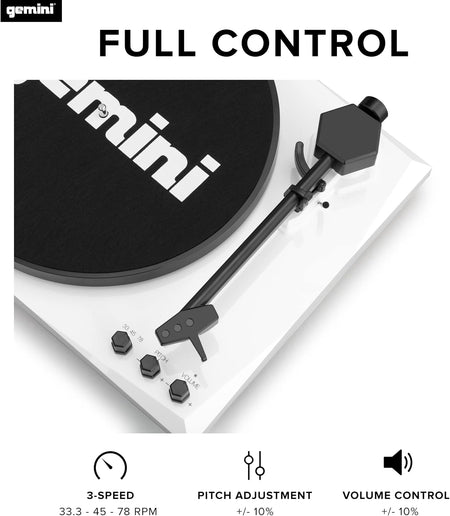 Gemini TT-900BW Manual Suitcase Turntable White