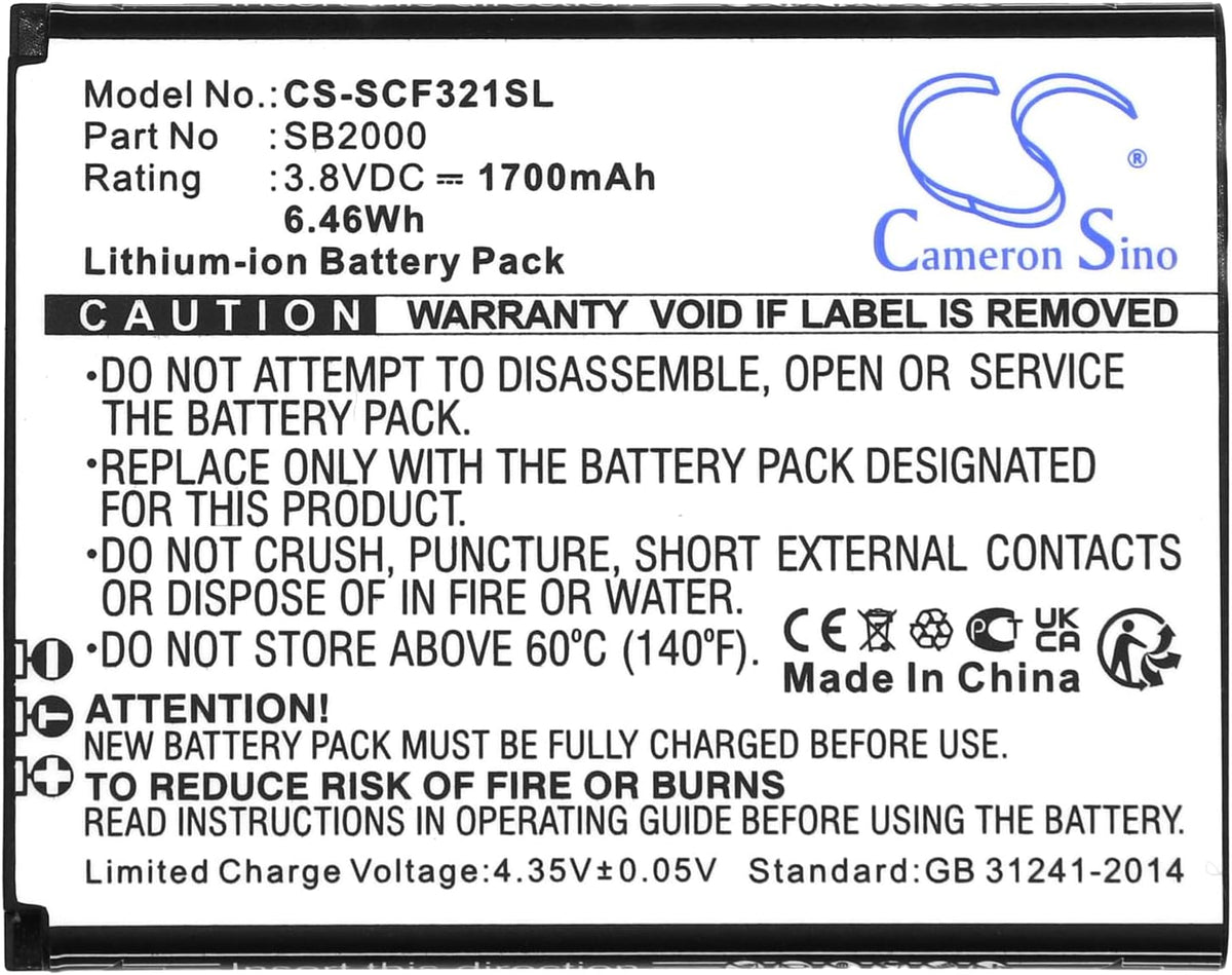 1700mAh / 6.46Wh Replacement Battery for Flip SC3218B, Flip SC3218T, SB2000