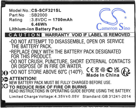 1700mAh / 6.46Wh Replacement Battery for Flip SC3218B, Flip SC3218T, SB2000