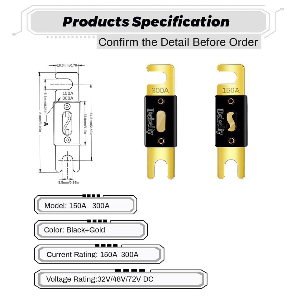 ANL Fuse 300 Amp Inline 32V Copper Alloy – 1-Pack