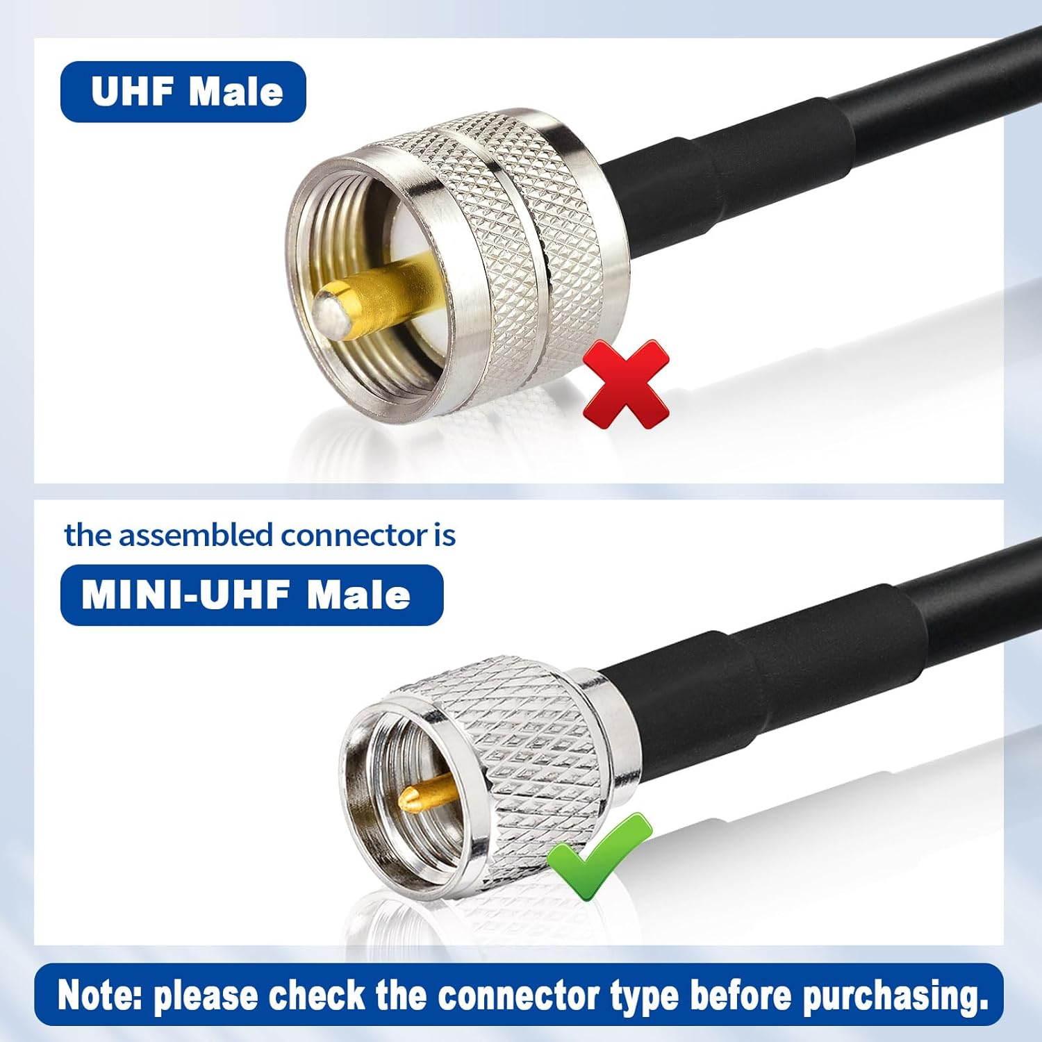 NMO to Mini-UHF Cable – 16.4ft RG58 Extension
