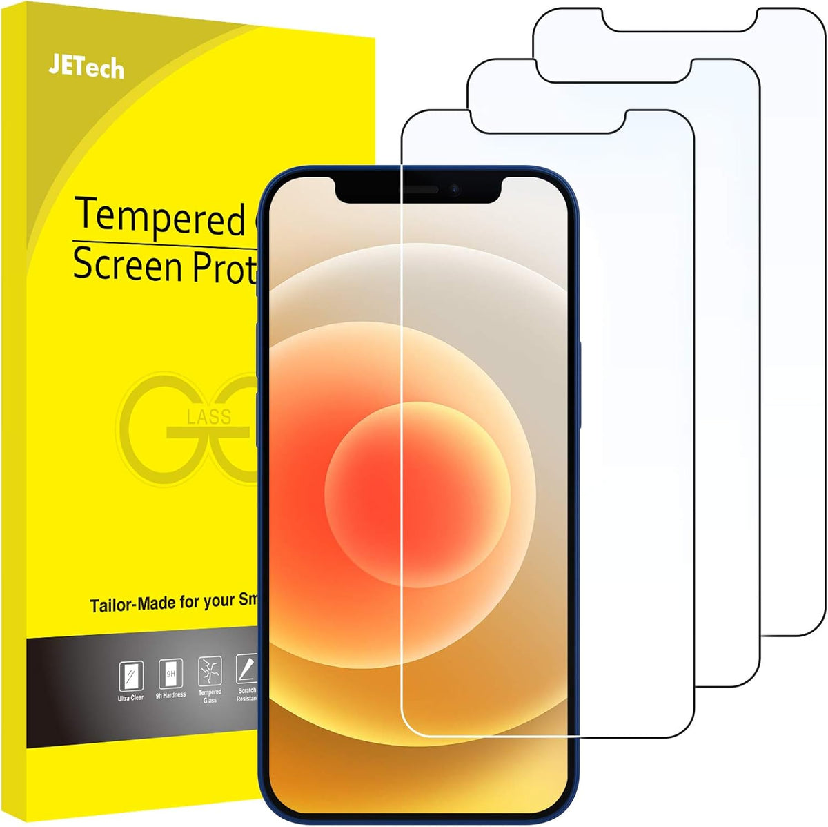 iPhone 12 / 12 Pro Tempered Glass Screen Protector, JETech