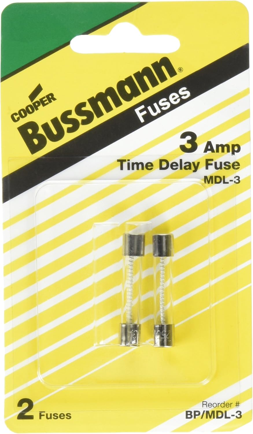 Bussmann BP/MDL-3 3 Amp Time Delay Glass Tube Fuse (2 PACK)