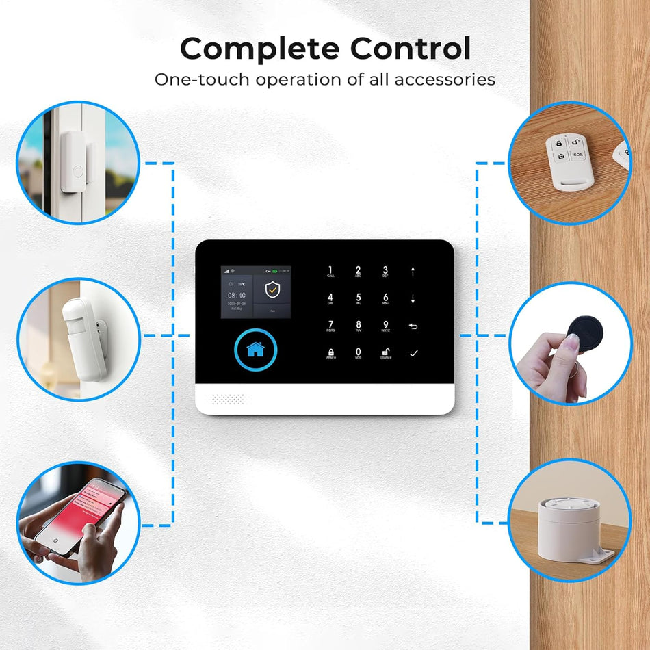 Smart Home Security Alarm System – 9-Piece Kit, WiFi/GSM, Alexa Compatible
