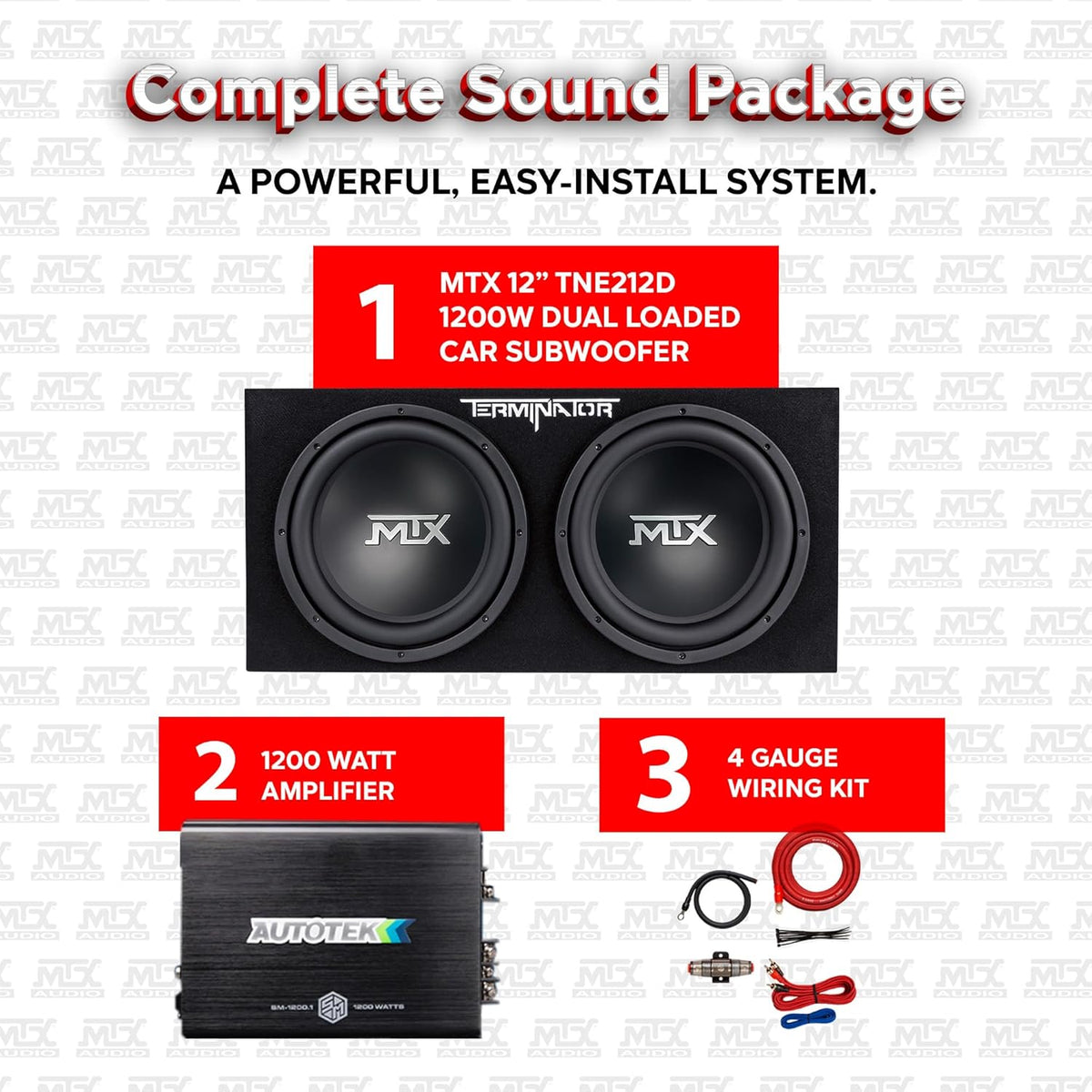 MTX TNE212DV2 Dual 12in Sealed Enclosure 400W (With Amplifier)
