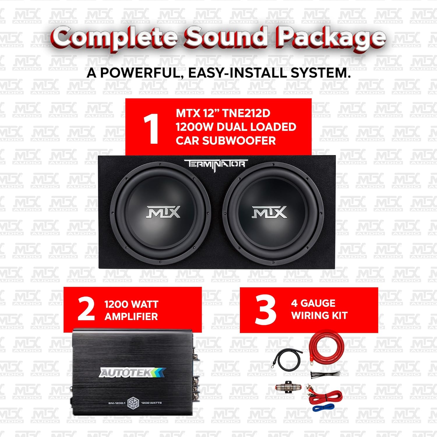 MTX TNE212DV2 Dual 12in Sealed Enclosure 400W (With Amplifier)
