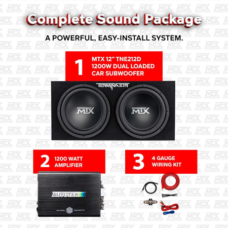 MTX TNE212DV2 Dual 12in Sealed Enclosure 400W (With Amplifier)