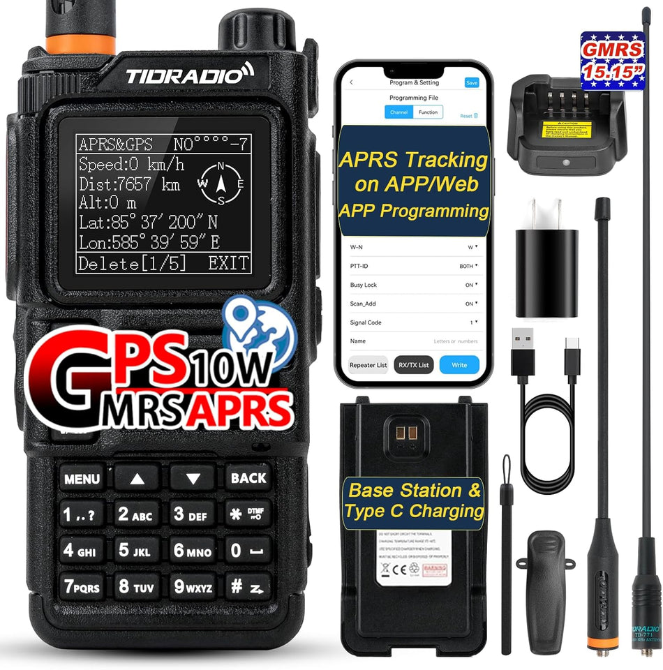 TIDRADIO TD-H9 10Watt GPS/APRS GMRS Handheld Radio,Spectrum
