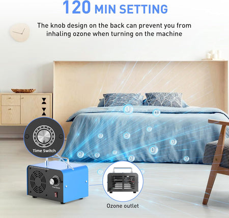 Commercial Ozone Generator – 45,000mg/h High-Capacity Industrial Air Purifier (Blue)