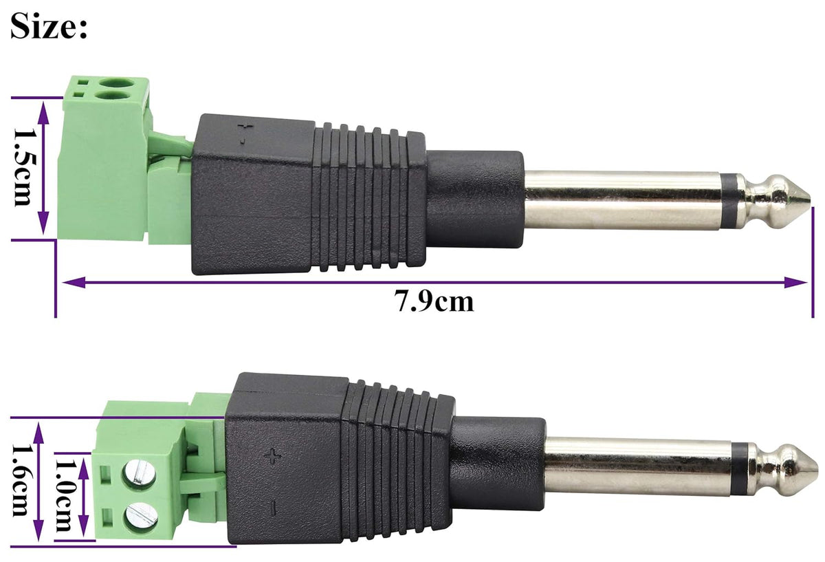 Solderless Mono 1/4" phono plug