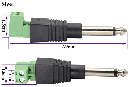 Solderless Mono 1/4" phono plug