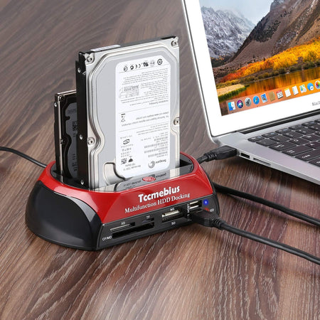 TCC-S862-US Hard Drive Docking Station USB 2.0 Dual Slot SATA IDE with Card Reader