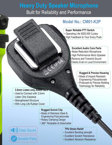 Speaker Mic for Baofeng & Kenwood Radios – Compatible with UV-5R, UV-82, BF-F8HP, BTECH, Retevis