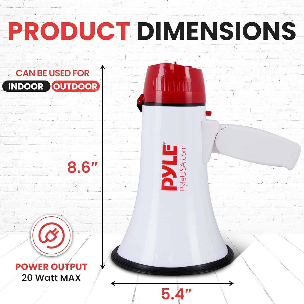 Pyle 20W Portable Megaphone Bullhorn with Siren & Strap