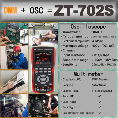 2-in-1 Oscilloscope Multimeter – 10MHz Bandwidth,
