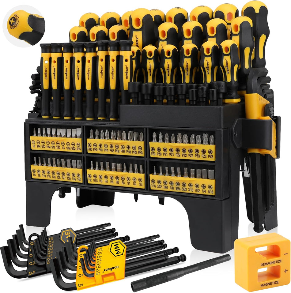 HORUSDY 140-Piece Magnetic Screwdriver & Tool Set