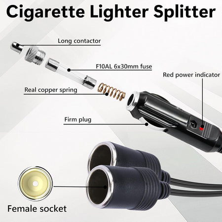 12V Dual Car Lighter Adapter Splitter