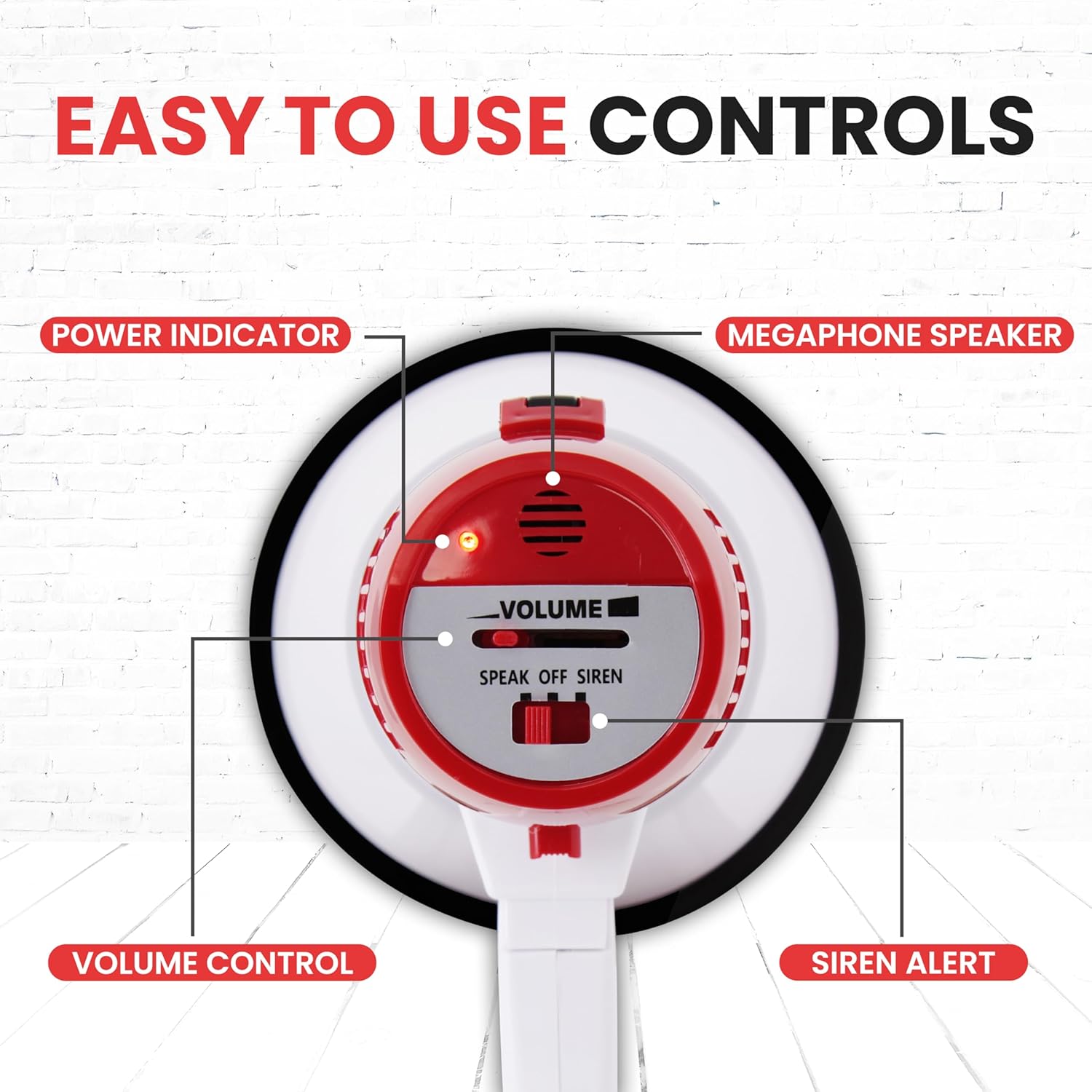 Pyle 20W Portable Megaphone Bullhorn with Siren & Strap