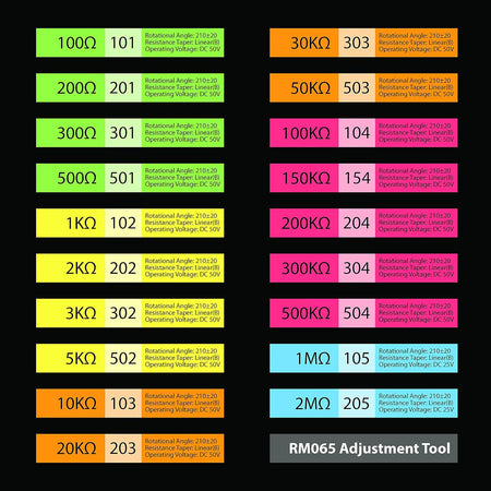 Trimmer Potentiometer – Linear (B), DC 50V, 210° ±20° Rotation (8-Pack)