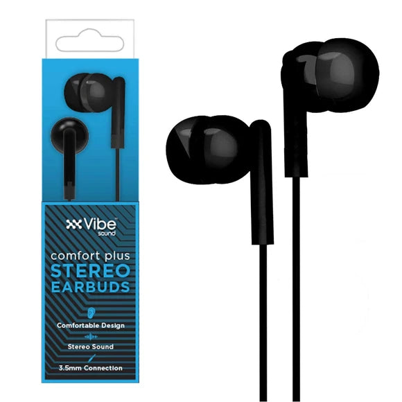 Vibe Comfort Plus 3.5mm Wired Earbuds BLACK
